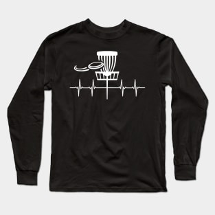 Funny Heartbeat Disc Golf Basket Love of the Sport Long Sleeve T-Shirt